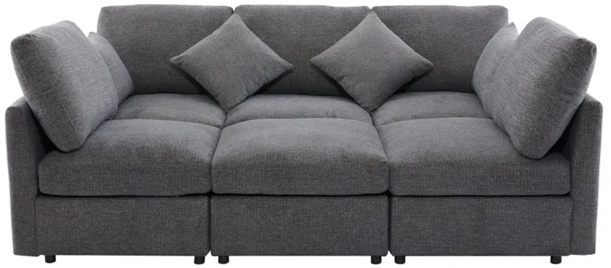 Sectional Sofa Modular Sofa U - Shaped Sofa Couch Sofa Bed L - Shaped Sofa With A Movable Ottoman And Two USB Ports For Living Room