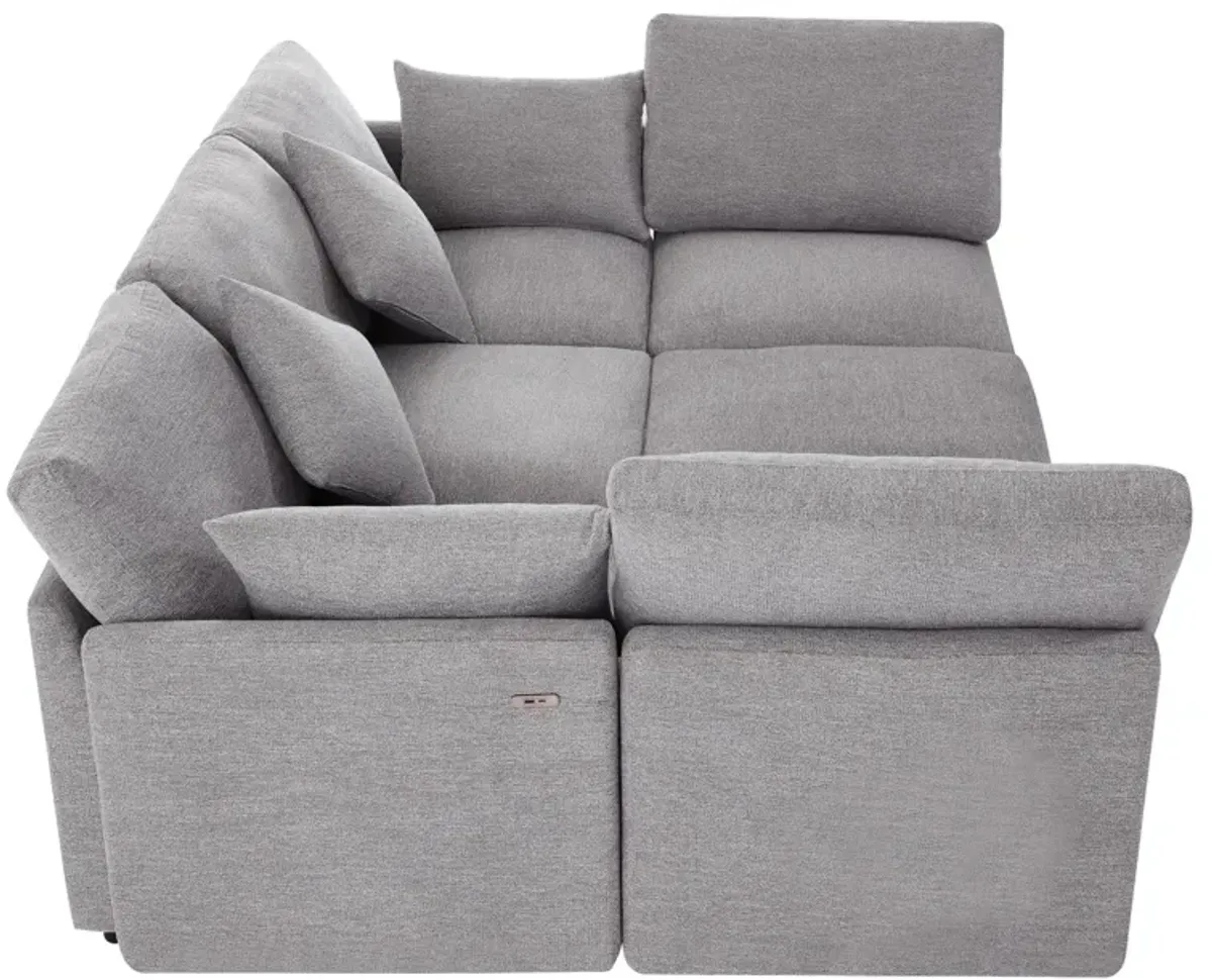 Sectional Sofa Modular Sofa U - Shaped Sofa Couch Sofa Bed L - Shaped Sofa With A Movable Ottoman And Two USB Ports For Living Room