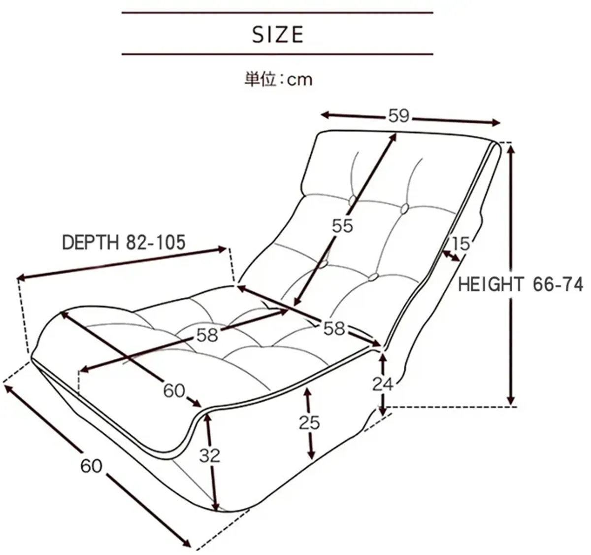 Reclining Japanese Chair Lazy Sofa Tatami Balcony Adjustable Chair