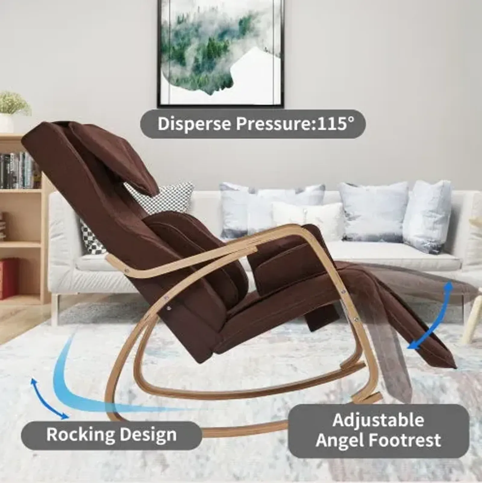 Full Massage Function Air Pressure Comfortable Relax Rocking Chair, Lounge Chair Relax Chair - Brown