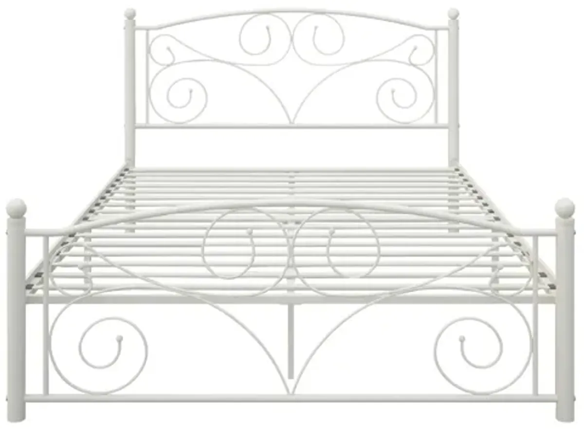 Full With Metal Frame Bed - White