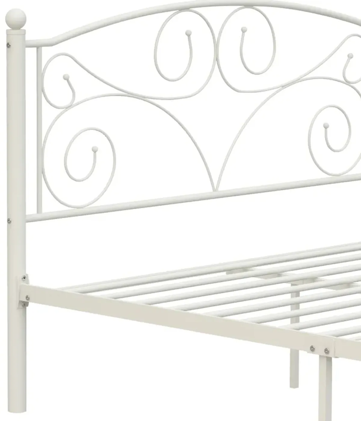 Full With Metal Frame Bed - White