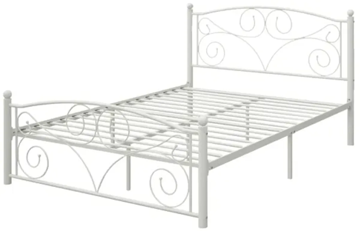 Full With Metal Frame Bed - White