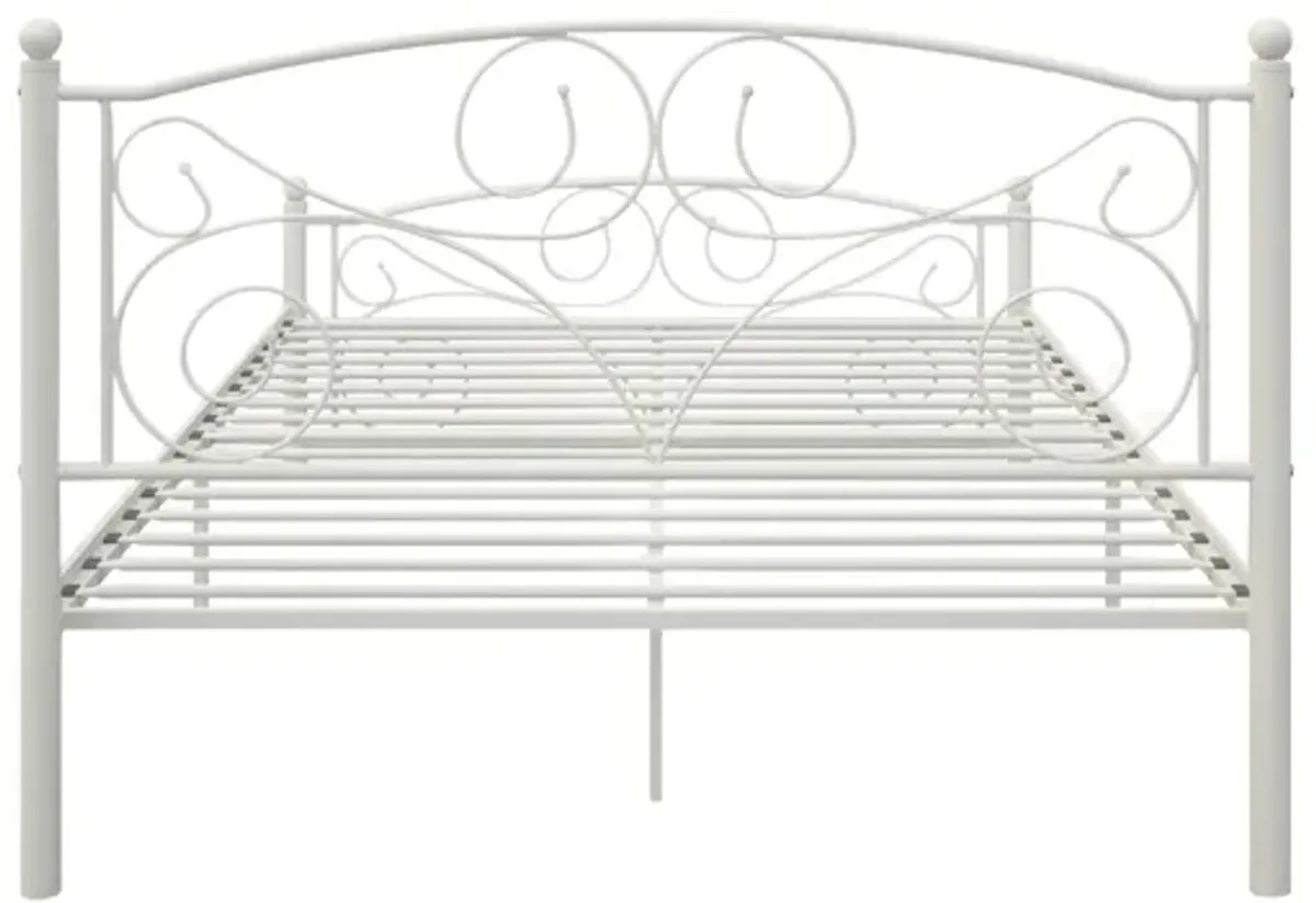 Full With Metal Frame Bed - White