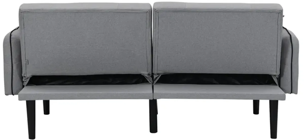 Folding Ottoman Sofa Bed With Stereo - Gray Fabric