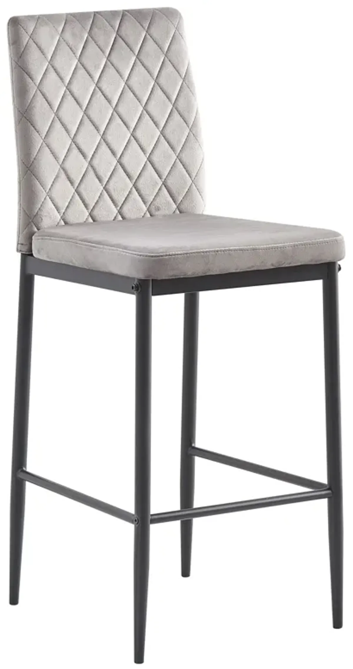 Bar Stool, Velvet Stool, Modern Bar Chair, Bar Stool With Metal Legs, Kitchen Stool, Dining Chair (Set of 2) - Light Gray