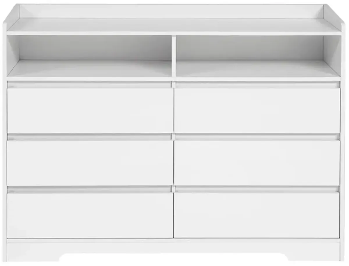 6 Drawer Dresser For Bedroom With LED Lights, Sturdy Frame - White