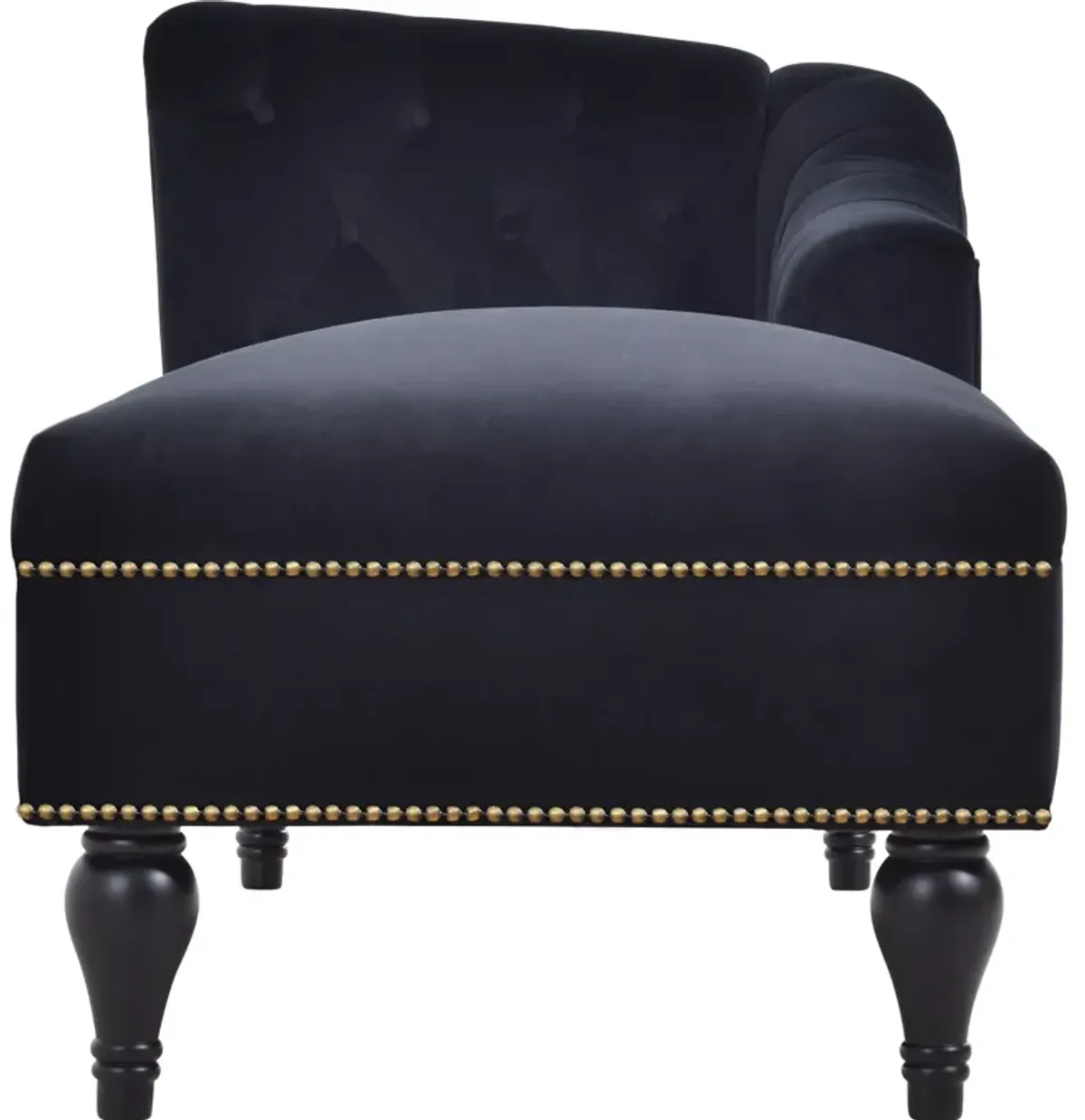 Velvet Chaise Lounge, Button Tufted Right Arm Facing Lounge Chair With Nailhead Trim & Solid Wood Legs For Living Room Or Office, Sleeper Lounge Sofa - Black