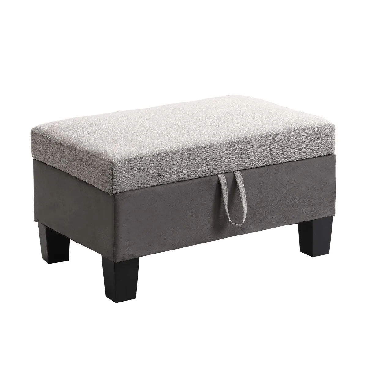 Sofa Set With Chaise Lounge And Storage Ottoman - Gray