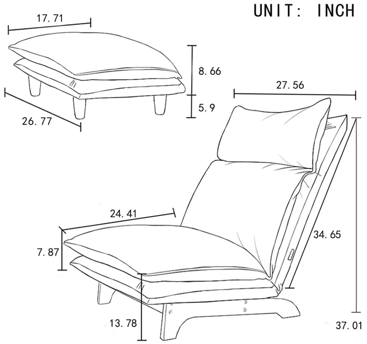 Single Lazy Sofa Chair Leisure Foldable Reclining Chair