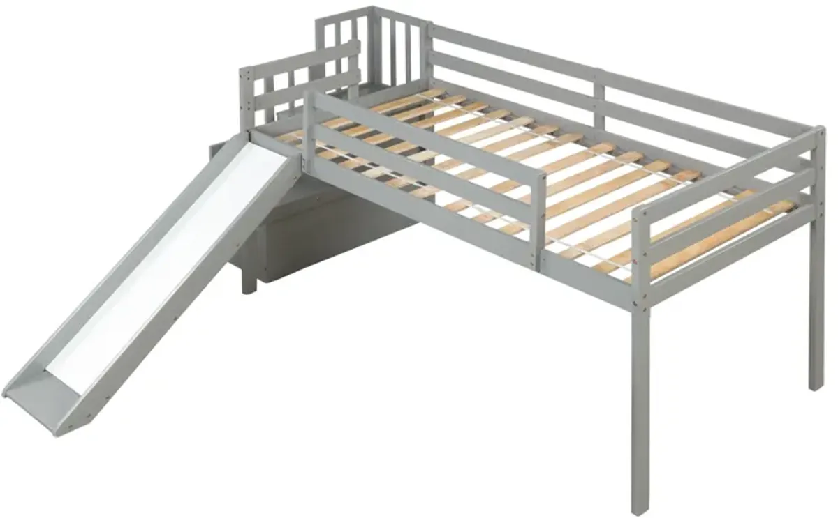 Loft Bed With Staircase, Storage, Slide, Full-Length Safety Guardrails, No Box Spring Needed