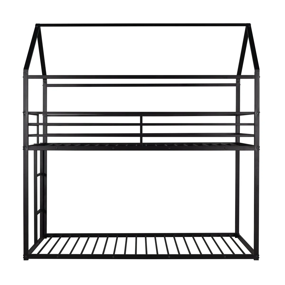 Bunk Beds For Kids Twin Over Twin, House Bunk Bed Metal Bed Frame Built-In Ladder, No Box Spring Needed