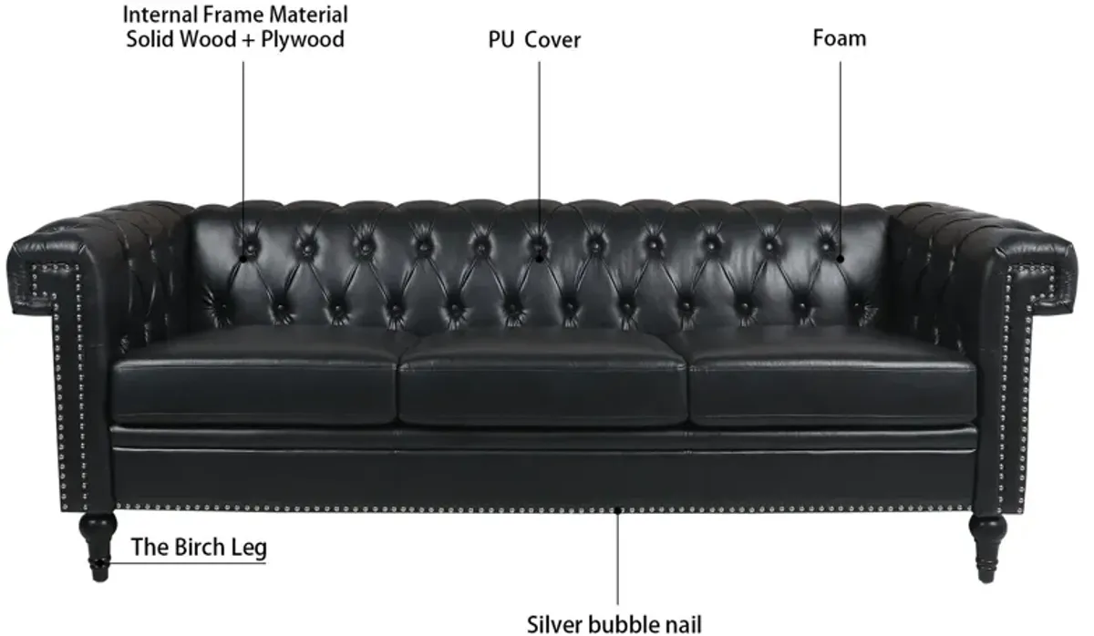 Traditional Square Arm Removable Cushion 3 Seater Sofa