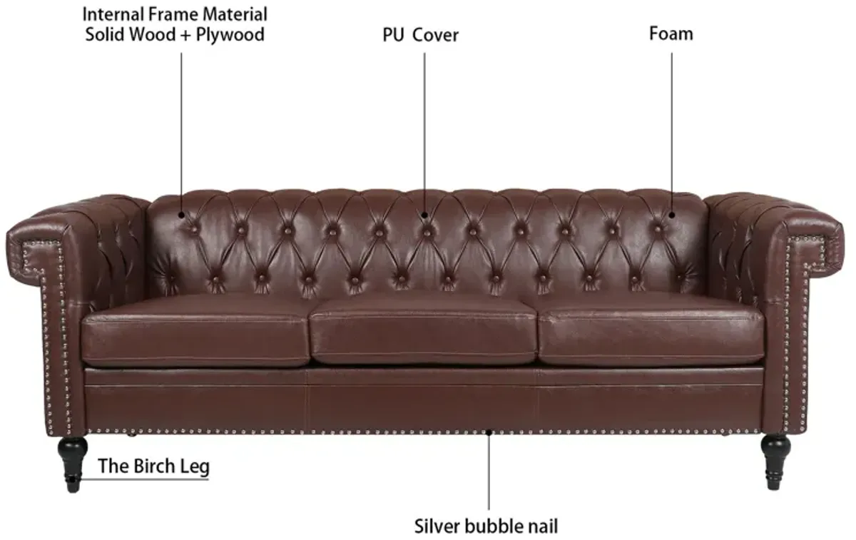 Traditional Square Arm Removable Cushion 3 Seater Sofa