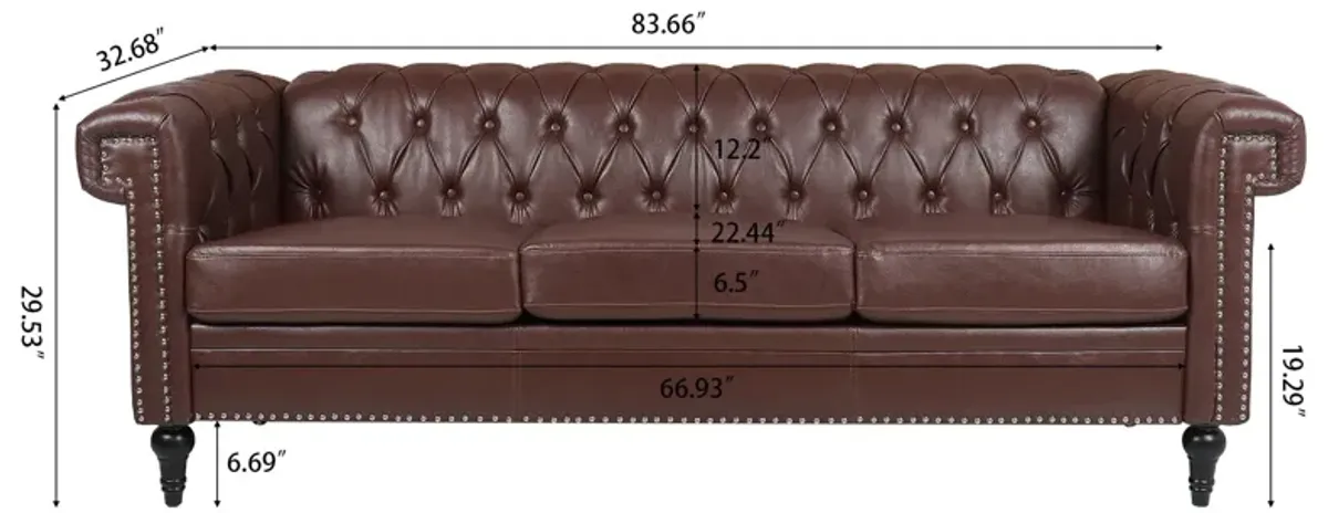 Traditional Square Arm Removable Cushion 3 Seater Sofa