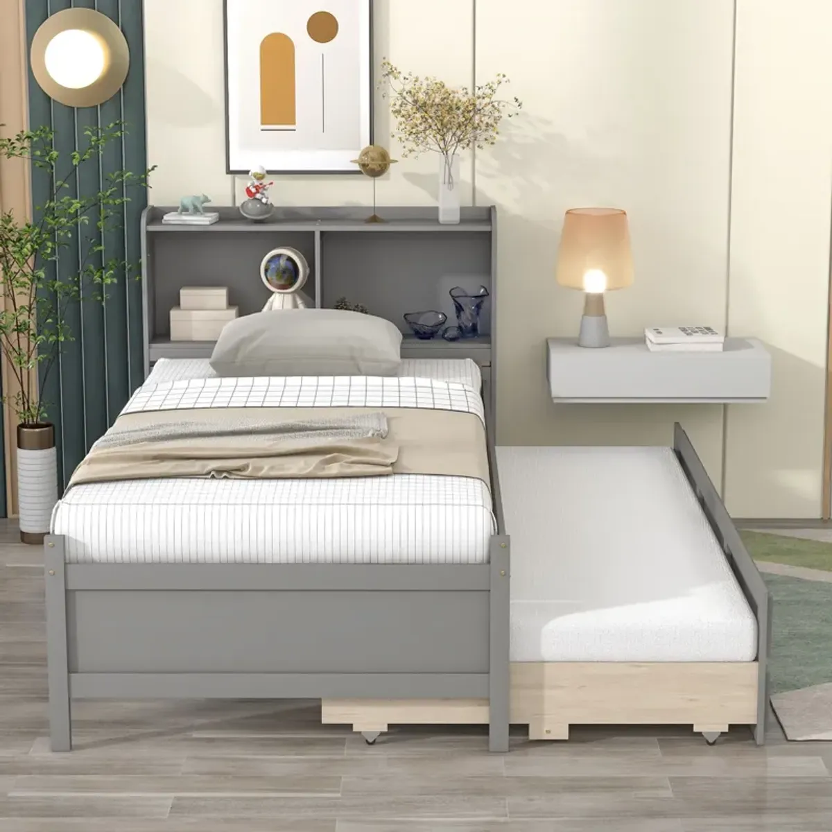 Bed With Twin Trundle, Drawers