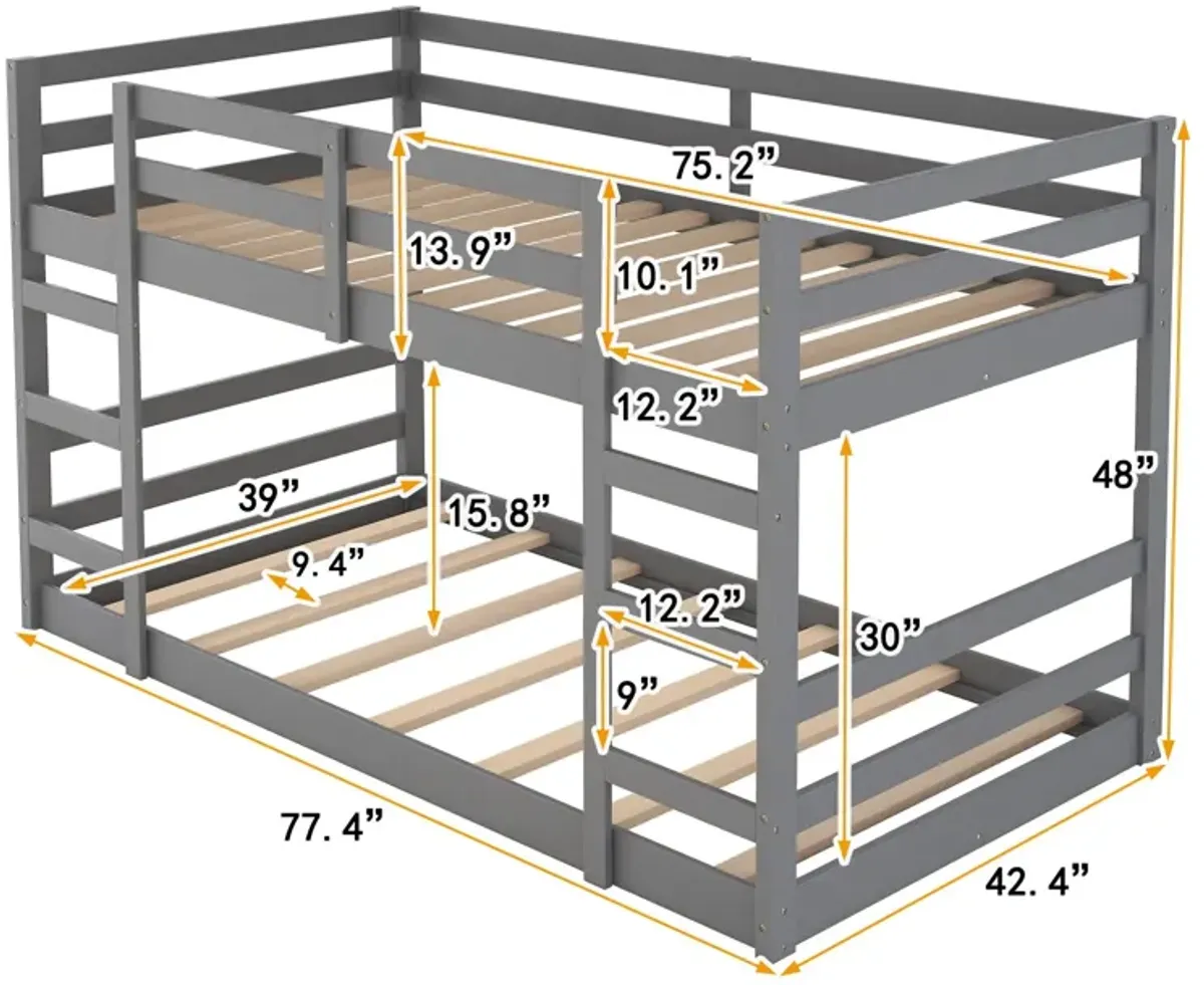 Twin Over Twin Bunk Bed With Ladder