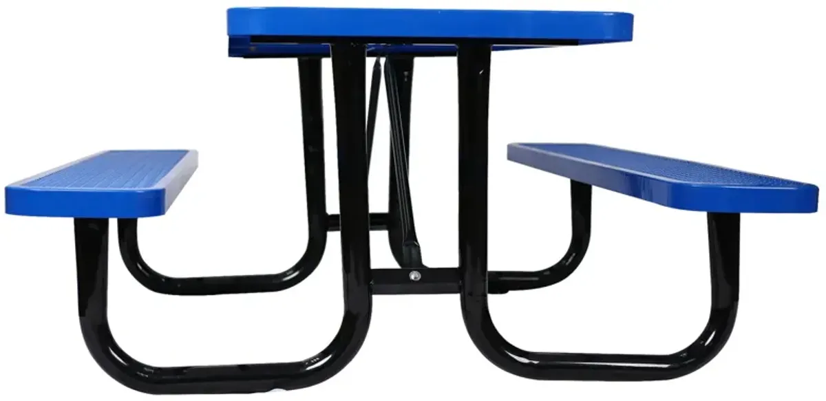 Rectangular Outdoor Steel Picnic Table With Umbrella Pole