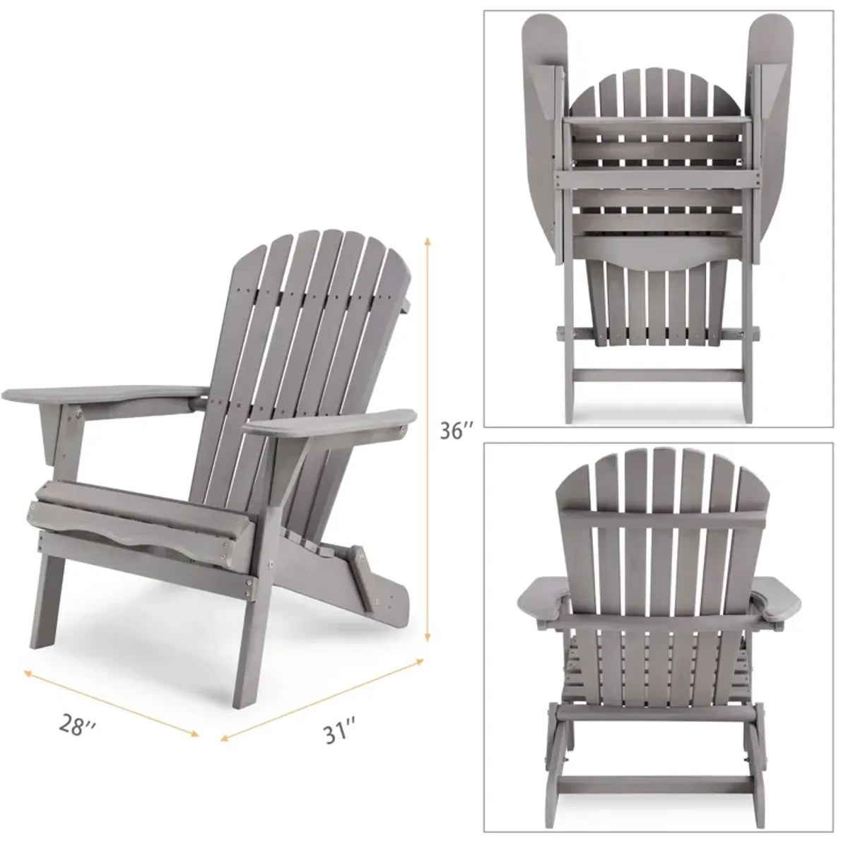 Lounge Patio Chair For Garden Outdoor Wooden Folding Adirondack Chair (Set of 2) Solid Cedar Wood Lounge Patio Chair For Garden