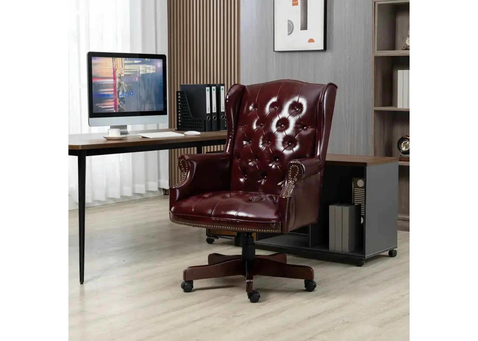 Executive Office Chair, High Back Reclining Comfortable Desk Chair With Smooth Glide Caster Wheels