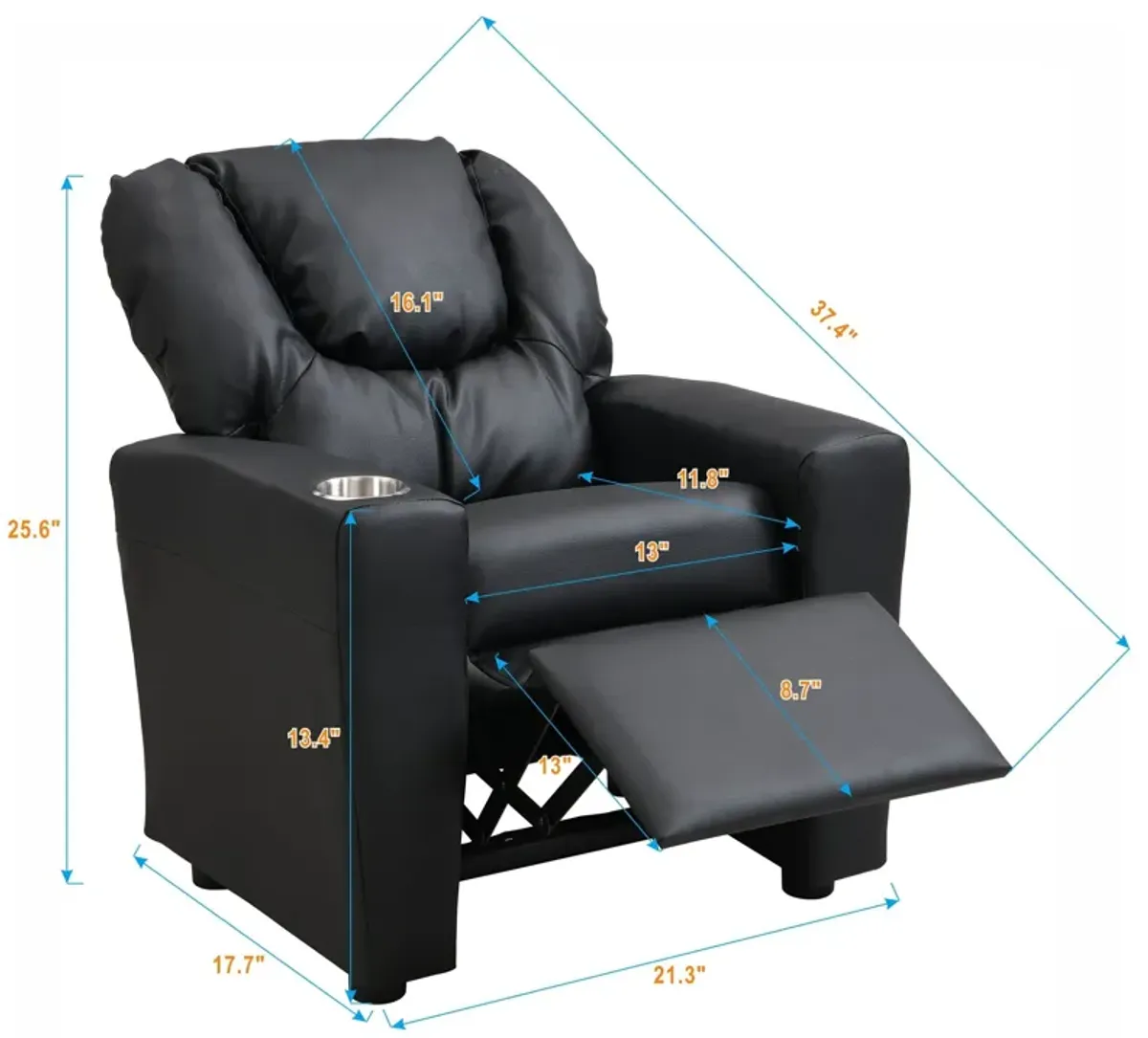 Kids Recliner Chair - Black