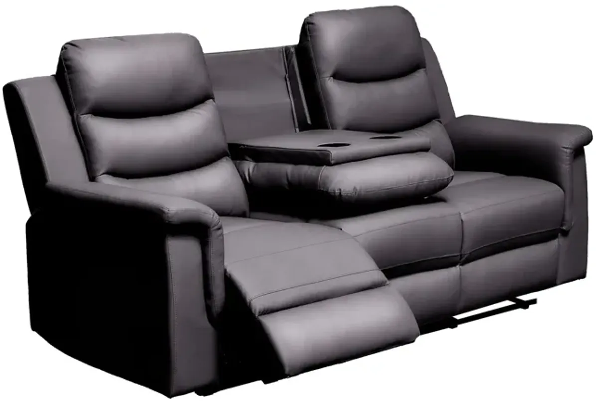 Reclining Sofa With Middle Console Slipcover, Stretch 3 Seat Reclining Sofa Covers - Black