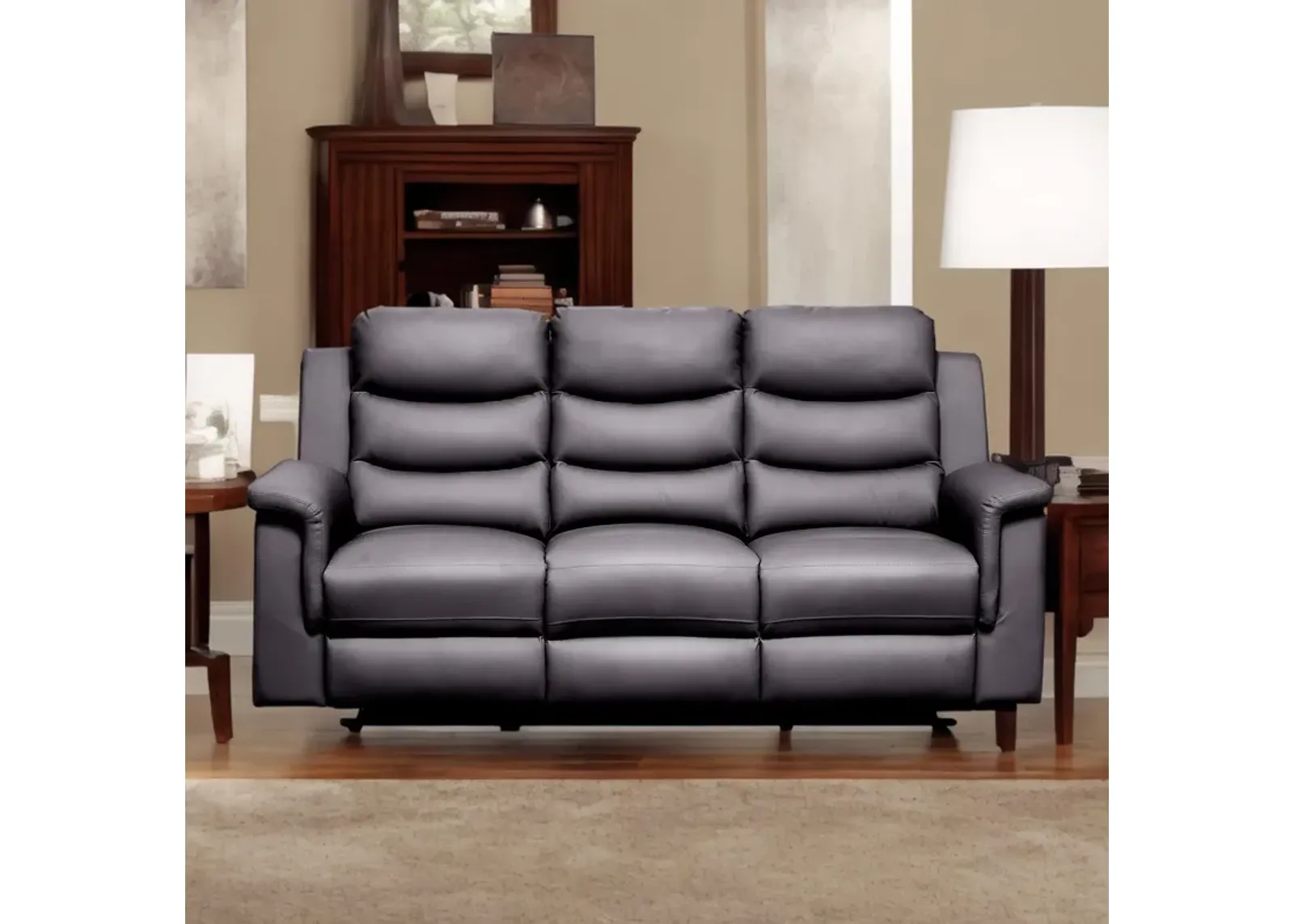 Reclining Sofa With Middle Console Slipcover, Stretch 3 Seat Reclining Sofa Covers - Black