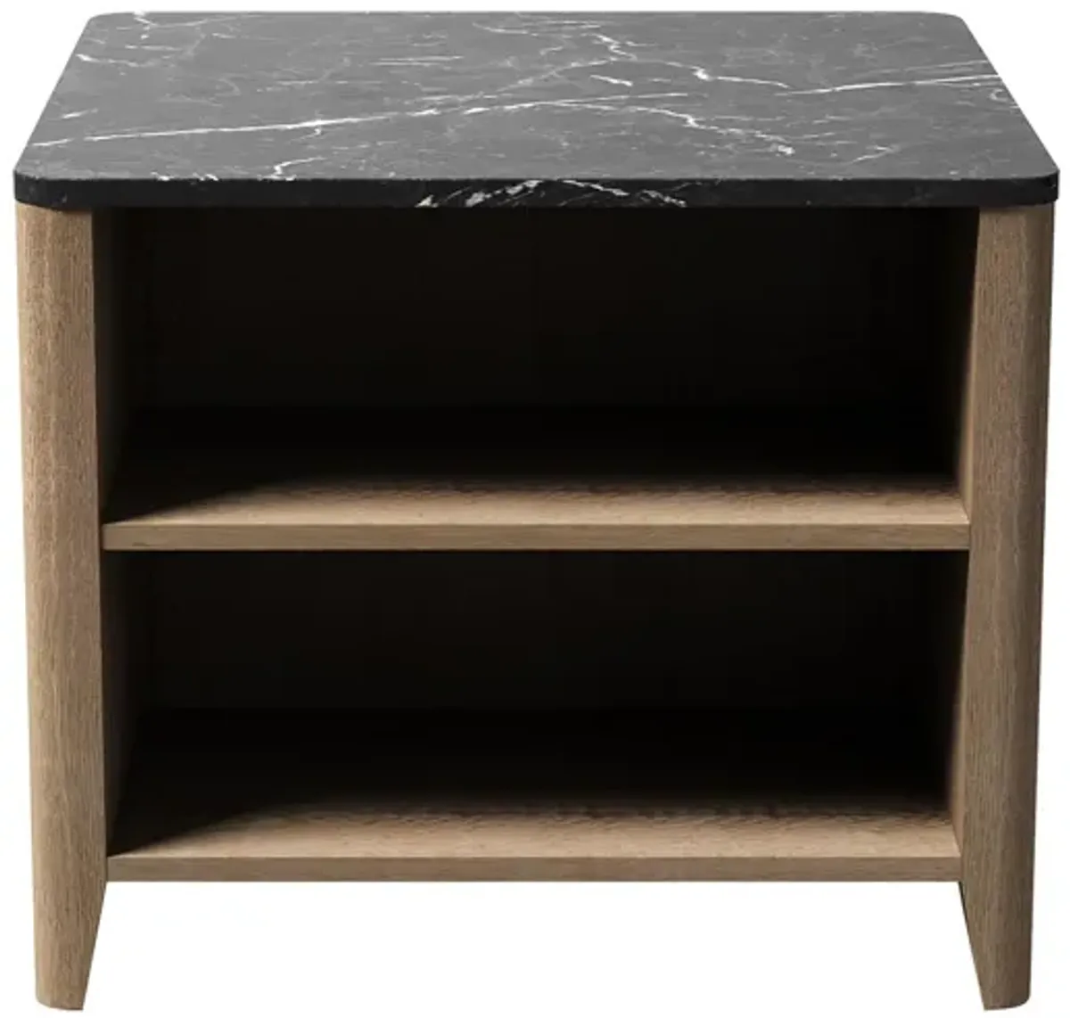 Wood Grain Coffee Table, Nightstand - Black / Tobacco