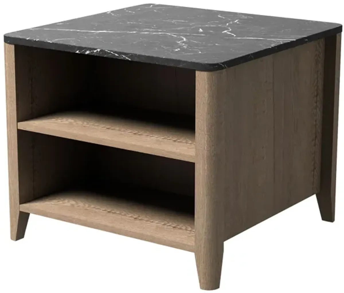 Wood Grain Coffee Table, Nightstand - Black / Tobacco