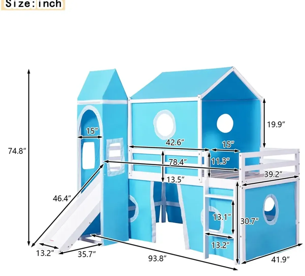 Loft Bed With Slide Tent And Tower