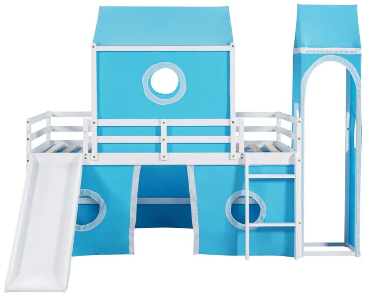 Loft Bed With Slide Tent And Tower