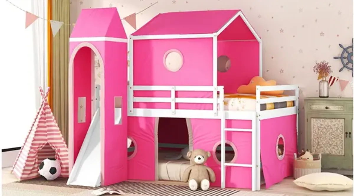 Loft Bed With Slide Tent And Tower