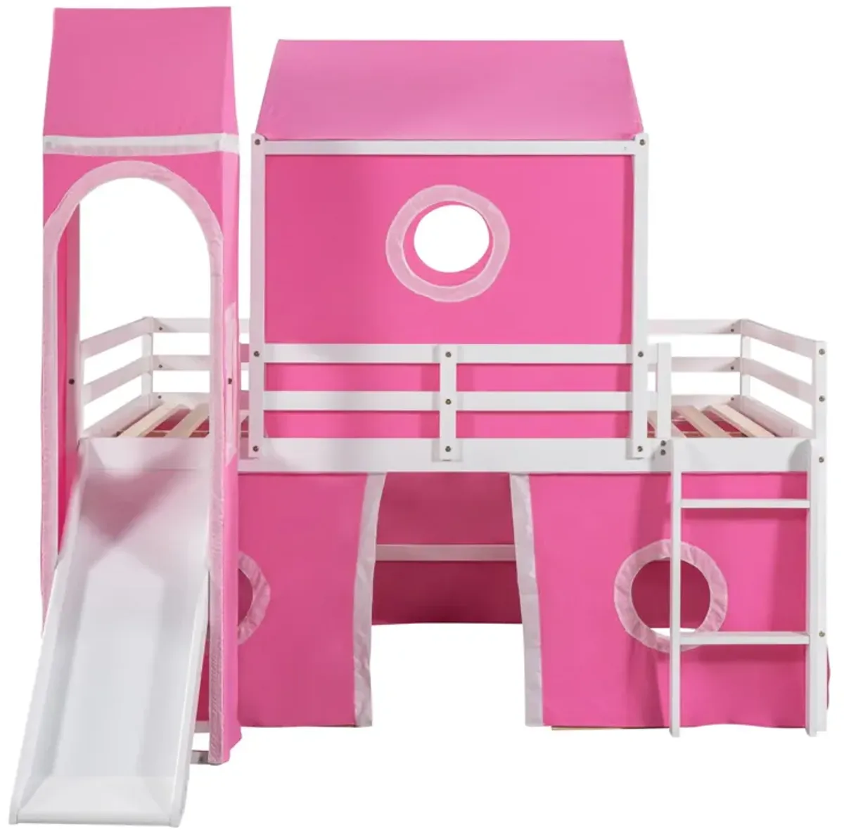 Loft Bed With Slide Tent And Tower