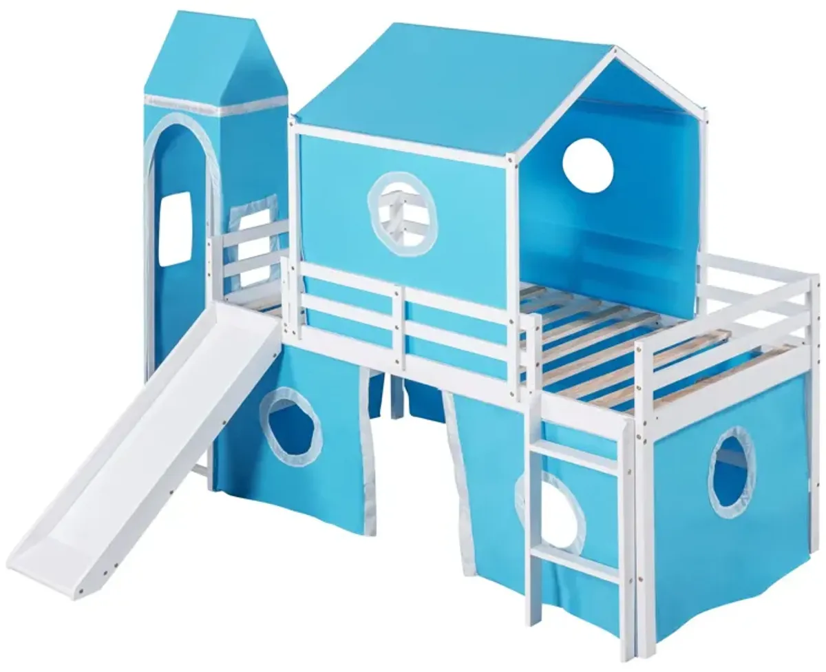 Loft Bed With Slide Tent And Tower