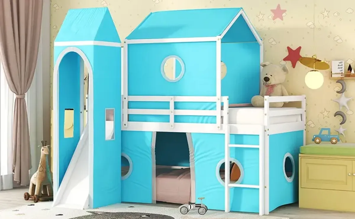 Loft Bed With Slide Tent And Tower