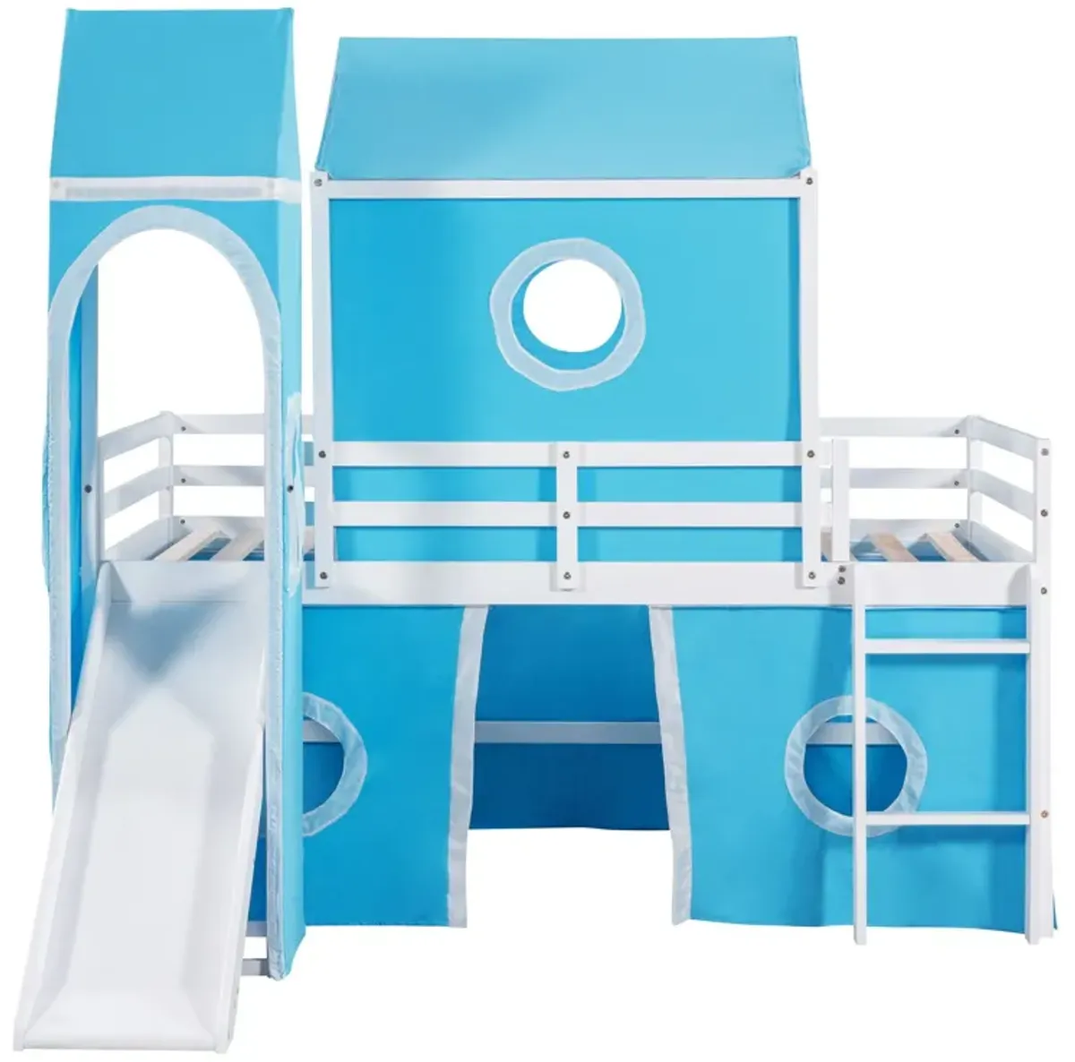 Loft Bed With Slide Tent And Tower