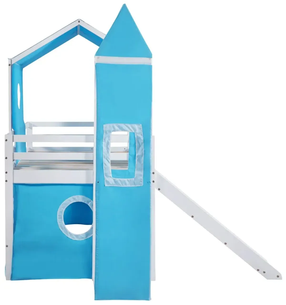 Loft Bed With Slide Tent And Tower