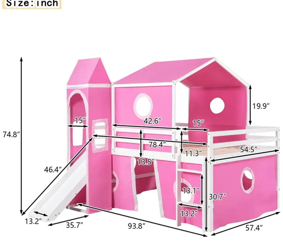 Loft Bed With Slide Tent And Tower