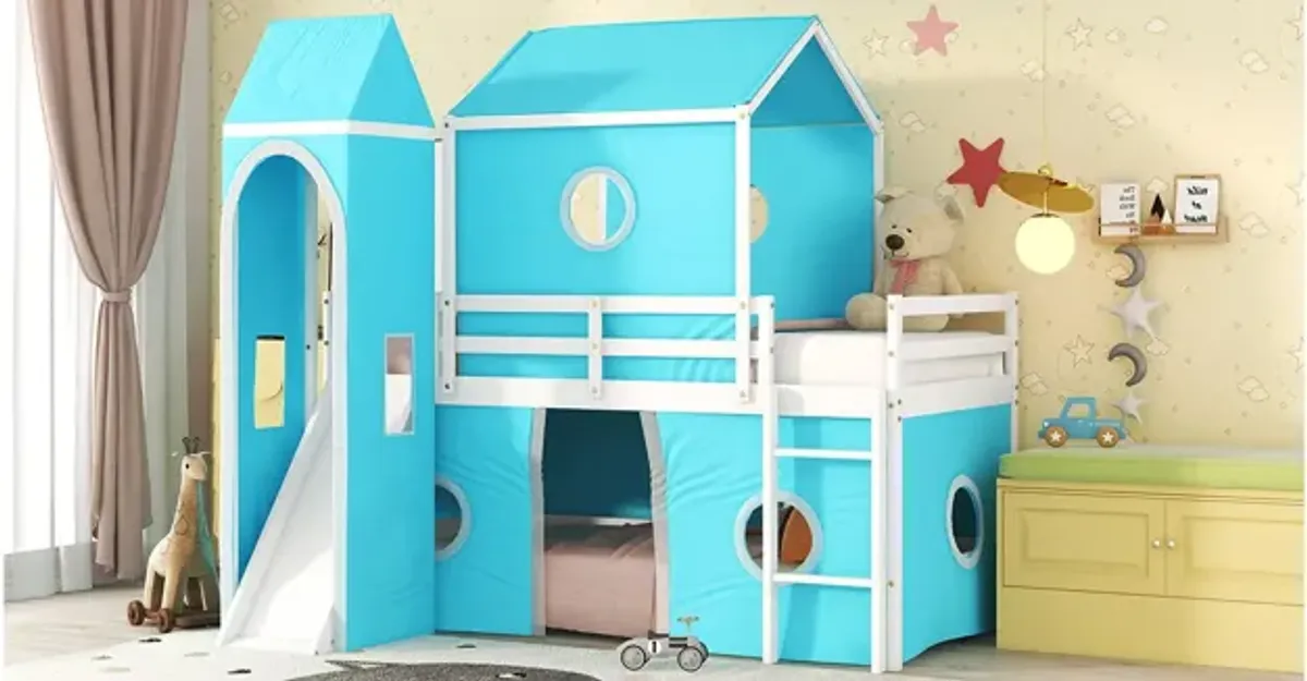 Loft Bed With Slide Tent And Tower