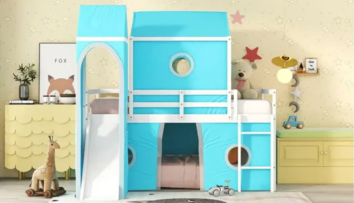 Loft Bed With Slide Tent And Tower