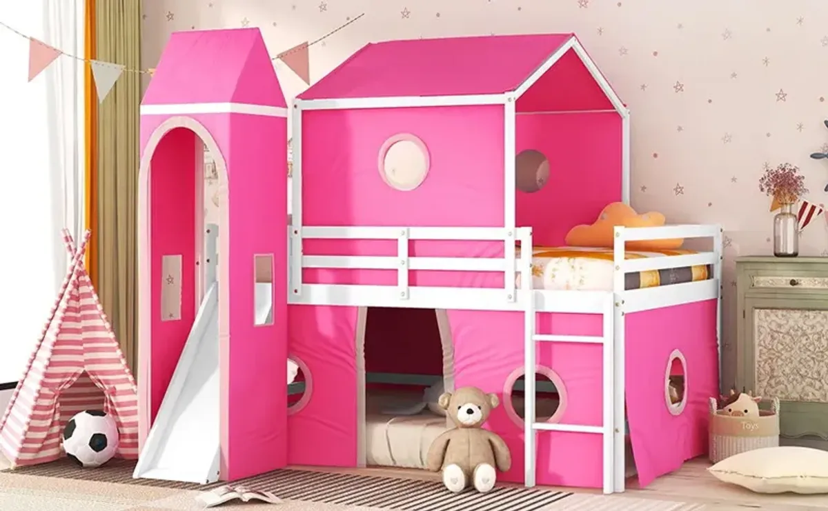 Loft Bed With Slide Tent And Tower