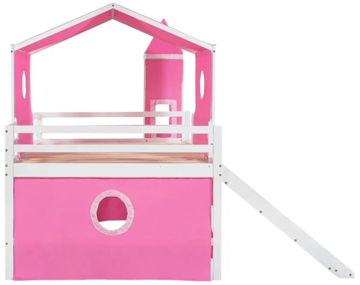 Loft Bed With Slide Tent And Tower