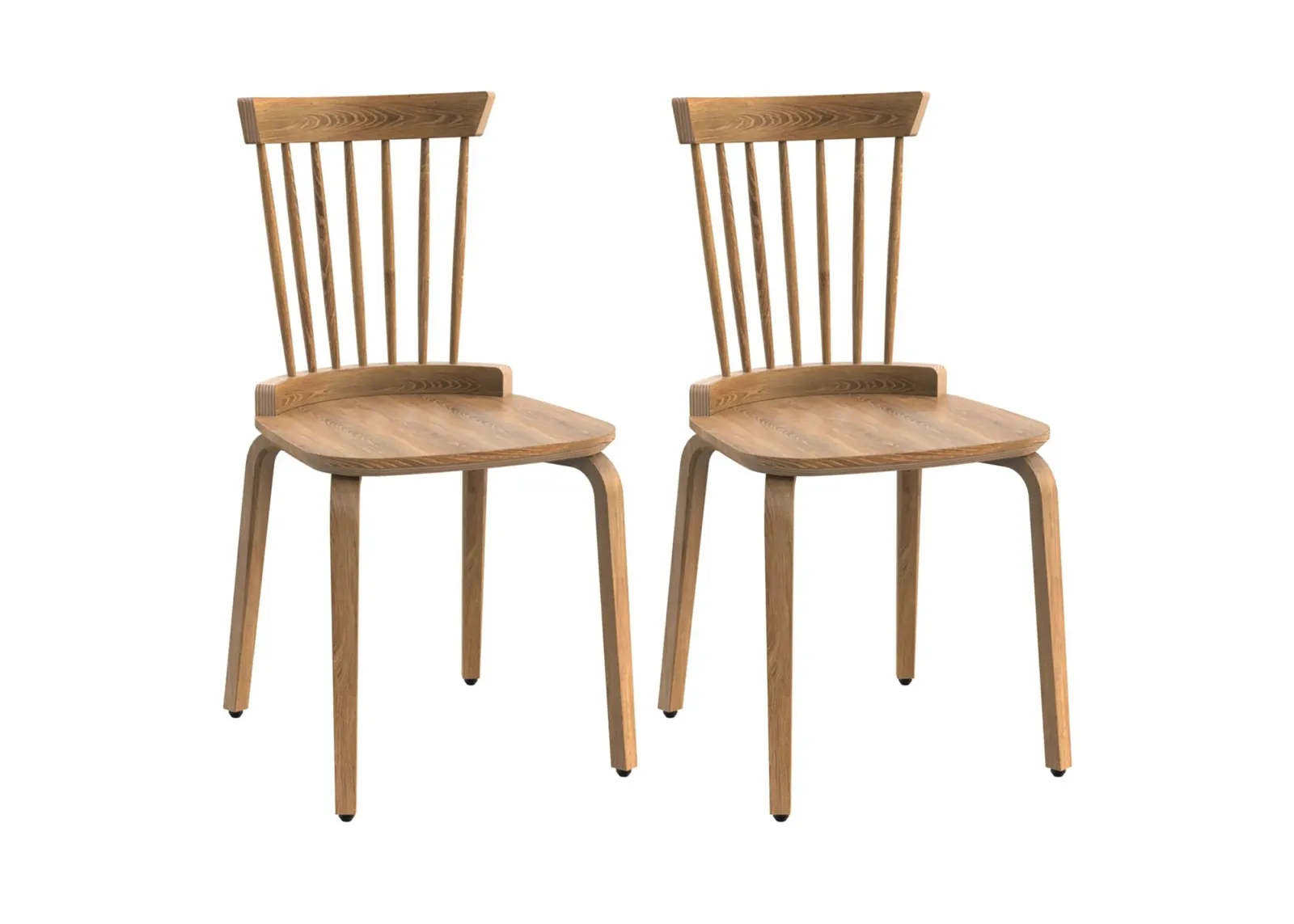 Solid Wood Slat Back Windsor Chair (Set of 2)