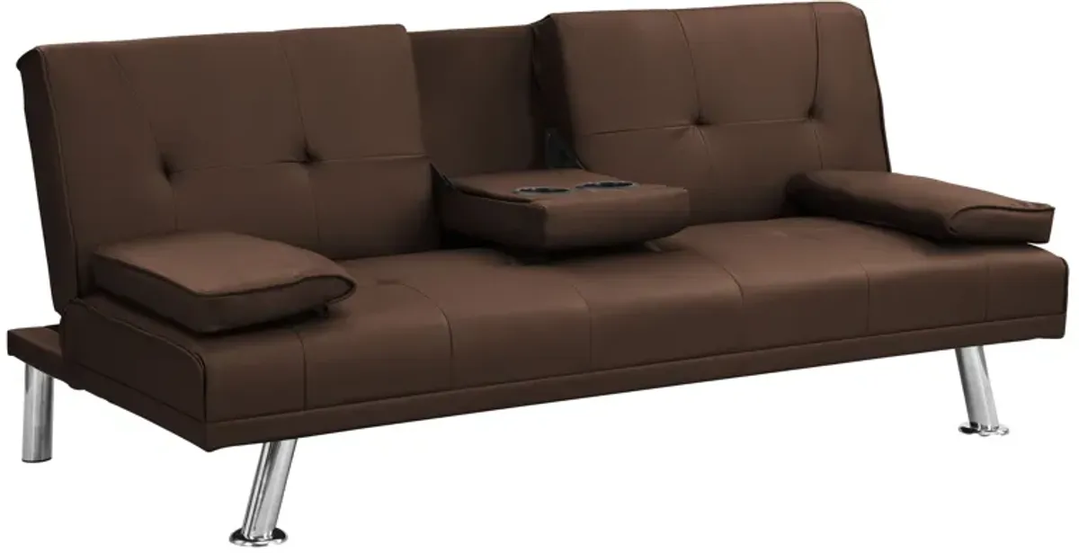 Futon Sofa Bed With Armrest Two Holders