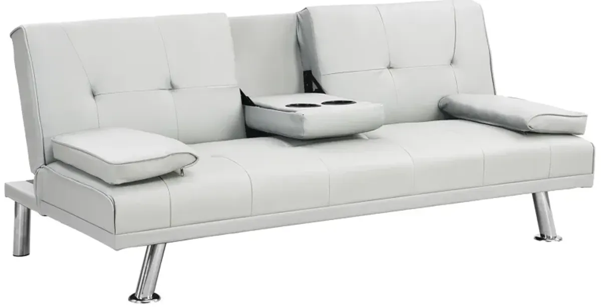 Futon Sofa Bed With Armrest Two Holders