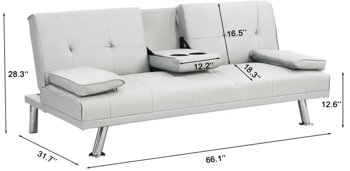 Futon Sofa Bed With Armrest Two Holders