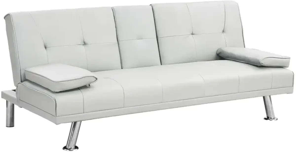 Futon Sofa Bed With Armrest Two Holders