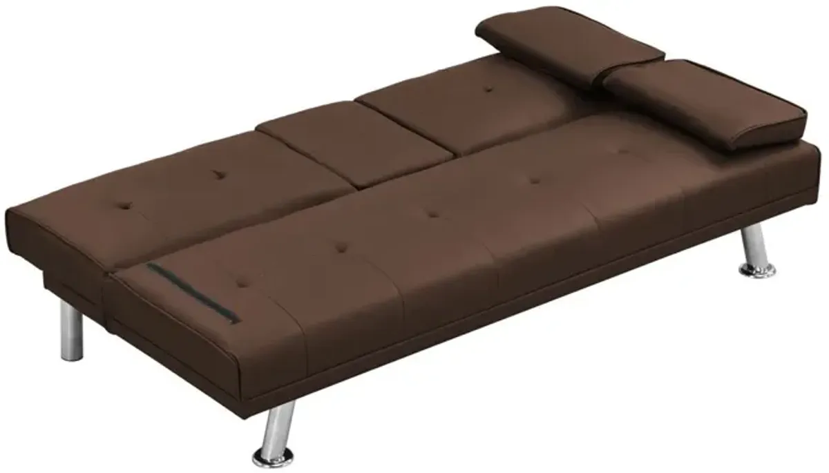 Futon Sofa Bed With Armrest Two Holders