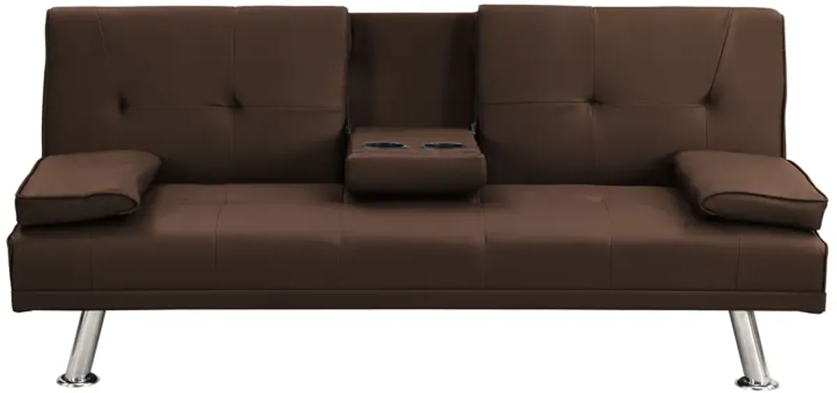 Futon Sofa Bed With Armrest Two Holders