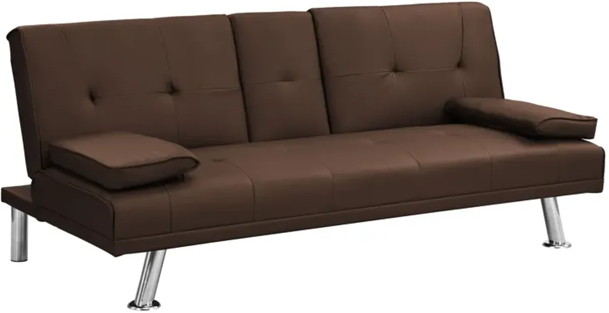 Futon Sofa Bed With Armrest Two Holders